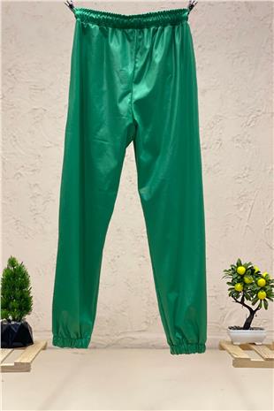 Paça Ve Bel Lastikli Saten Pantolon