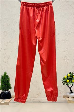 Paça Ve Bel Lastikli Saten Pantolon