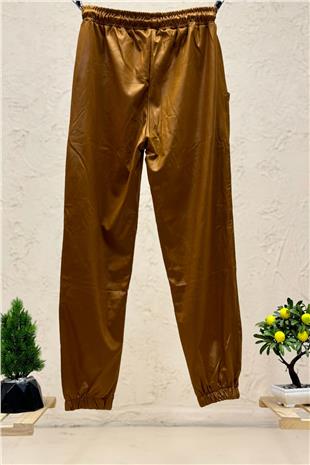 Paça Ve Bel Lastikli Saten Pantolon