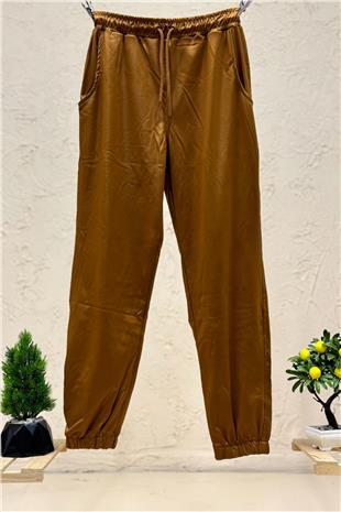 Paça Ve Bel Lastikli Saten Pantolon