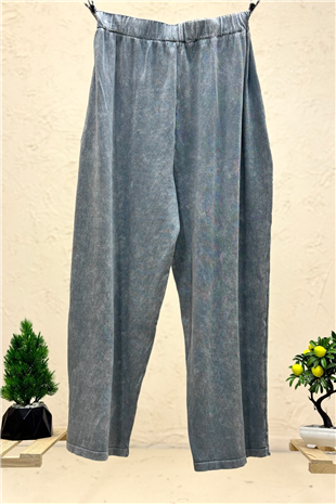 Paça Yırtmaçlı Bol Paça Organik Triko Pantolon