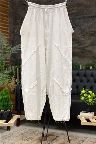Püsküllü Keten Şalvar Pantolon