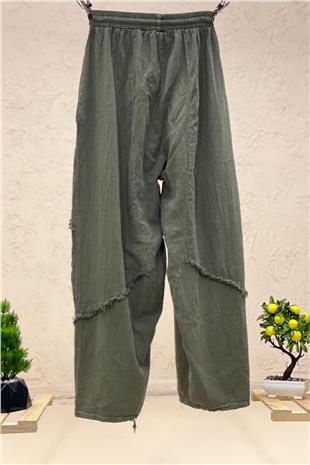 Püsküllü Keten Şalvar Pantolon