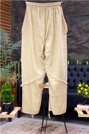 Püsküllü Keten Şalvar Pantolon