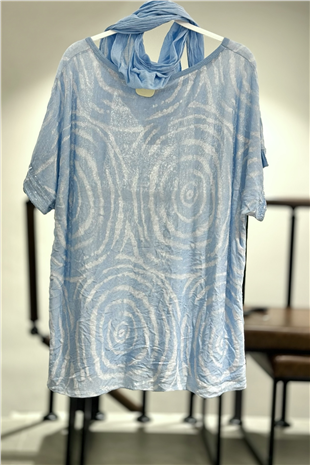 Spiral Desen Şallı İthal Bluz