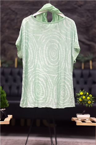 Spiral Desen Şallı İthal Bluz