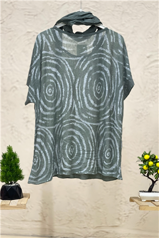 Spiral Desen Şallı İthal Bluz