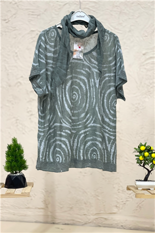 Spiral Desen Şallı İthal Bluz