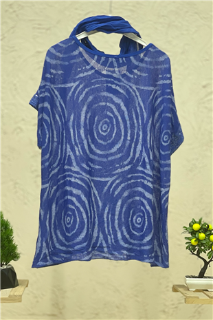 Spiral Desen Şallı İthal Bluz