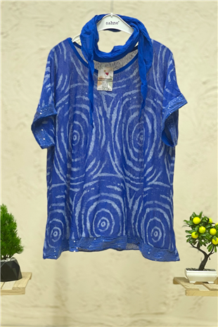 Spiral Desen Şallı İthal Bluz