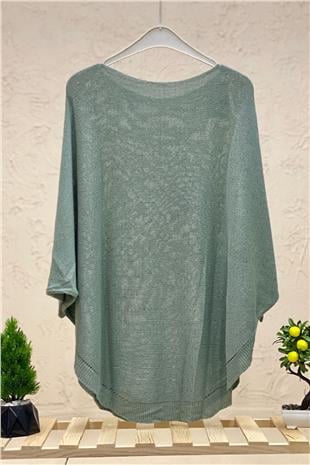 Peacock Print Pocket Bat Mercerized Blouse