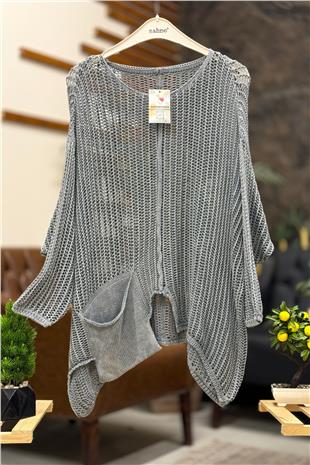 Tek Cep Ön Dikişli File Salaş Kazak