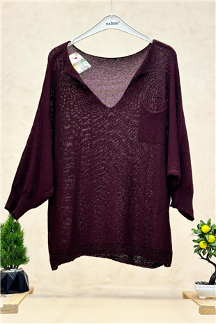 Tek Cepli V Yaka Yarasa Merserize Bluz