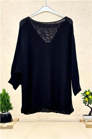 Tek Cepli V Yaka Yarasa Merserize Bluz