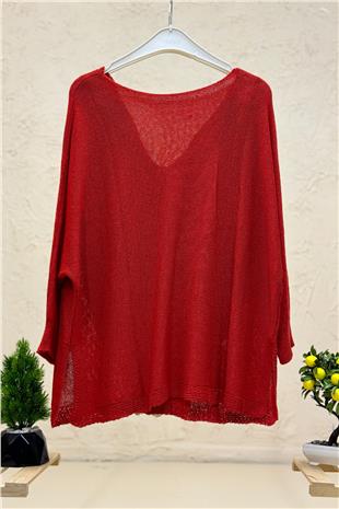 Tek Cepli V Yaka Yarasa Merserize Bluz