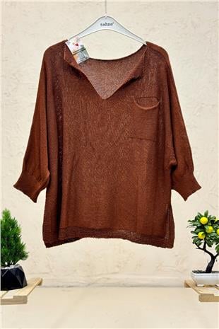 Tek Cepli V Yaka Yarasa Merserize Bluz