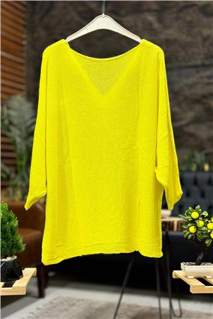 Tek Cepli V Yaka Yarasa Merserize Bluz