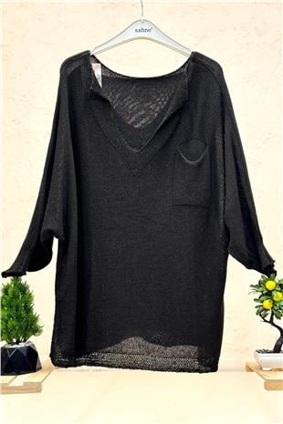 Tek Cepli V Yaka Yarasa Merserize Bluz