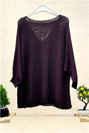 Tek Cepli V Yaka Yarasa Merserize Bluz