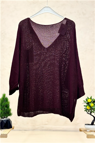 Tek Cepli V Yaka Yarasa Merserize Bluz