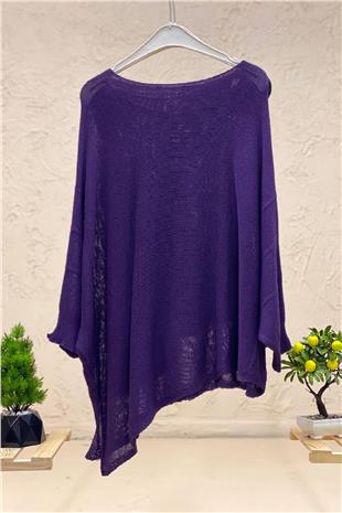 Single Pocket Bat Asymmetrical Mercerized Blouse