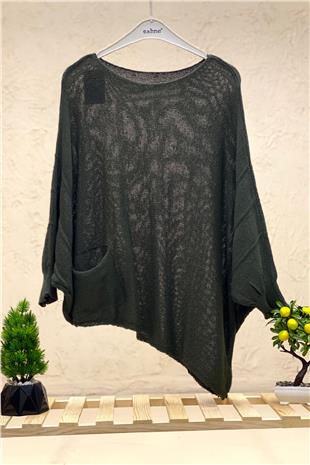 Single Pocket Bat Asymmetrical Mercerized Blouse