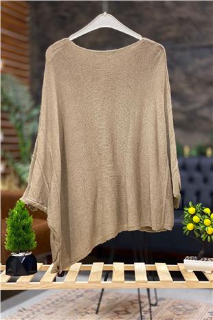 Single Pocket Bat Asymmetrical Mercerized Blouse