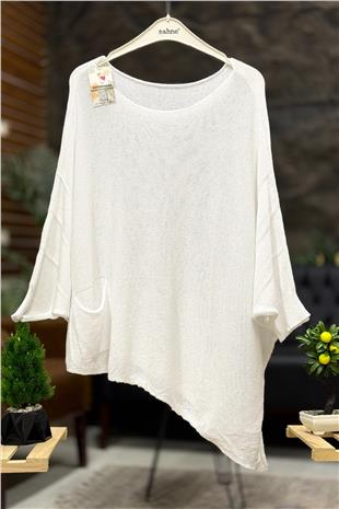 Tek Cepli Yarasa Asimetrik Merserize Bluz