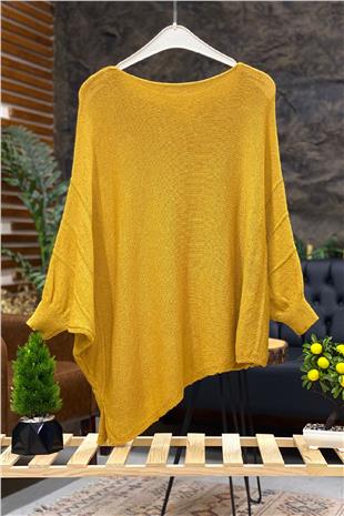 Single Pocket Bat Asymmetrical Mercerized Blouse