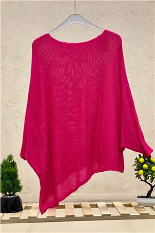 Single Pocket Bat Asymmetrical Mercerized Blouse