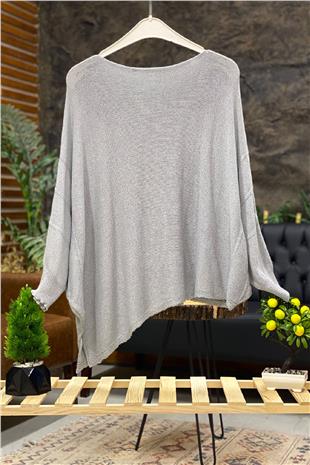 Single Pocket Bat Asymmetrical Mercerized Blouse