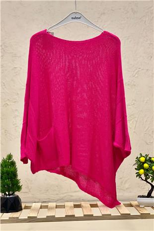 Single Pocket Bat Asymmetrical Mercerized Blouse