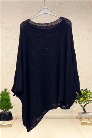 Single Pocket Bat Asymmetrical Mercerized Blouse