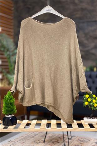 Single Pocket Bat Asymmetrical Mercerized Blouse