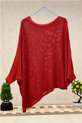 Single Pocket Bat Asymmetrical Mercerized Blouse