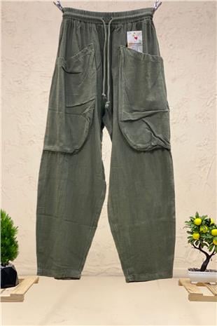Torba Cepli Bel Lastikli Pantolon