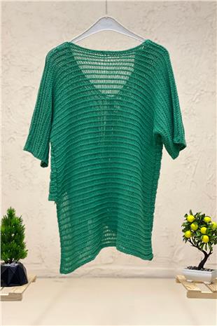 V-Neck Asymmetrical Mesh Shabby Blouse