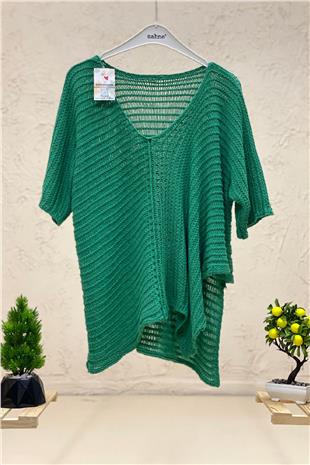 V-Neck Asymmetrical Mesh Shabby Blouse