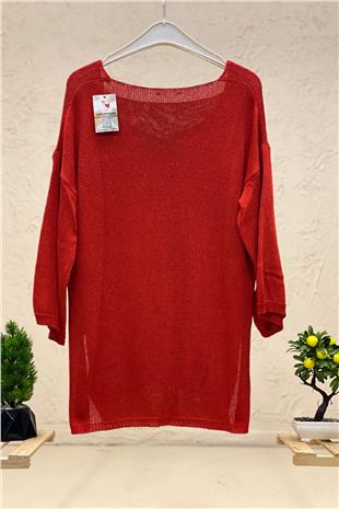 V-Neck Oversized Mercerized Blouse with Summons