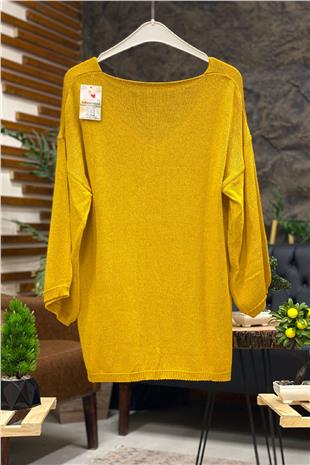 V-Neck Oversized Mercerized Blouse with Summons