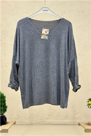 V Yaka Uuzn Kol İthal Yumoş Bluz