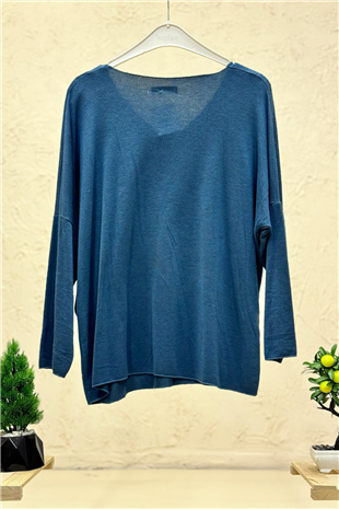 V Yaka Uuzn Kol İthal Yumoş Bluz