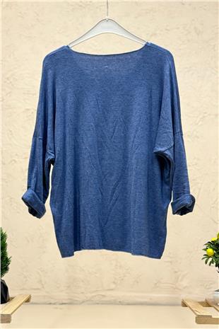 V Yaka Uuzn Kol İthal Yumoş Bluz