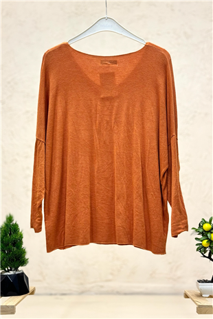V Yaka Uzun Kol İthal Yumoş Bluz