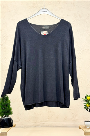 V Yaka Uzun Kol İthal Yumoş Bluz