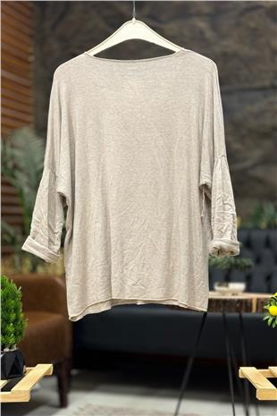 V Yaka Uuzn Kol İthal Yumoş Bluz