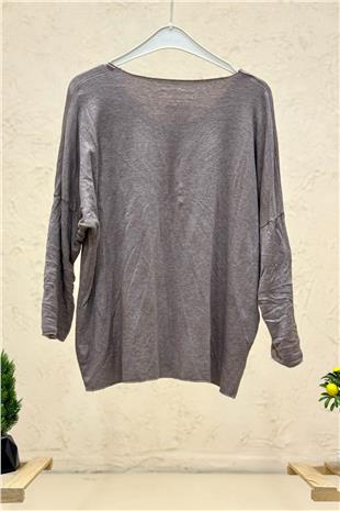 V Yaka Uuzn Kol İthal Yumoş Bluz
