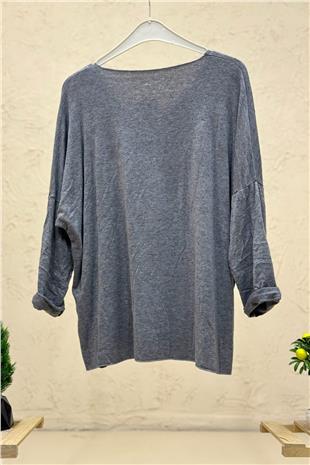 V Yaka Uuzn Kol İthal Yumoş Bluz