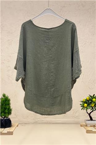 Linen Pants with Tassels with Side Mesh