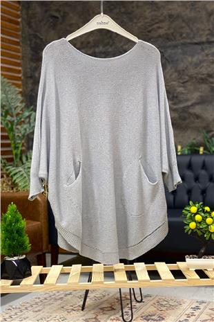 Bat Double Pocket Mercerized Tunic Blouse